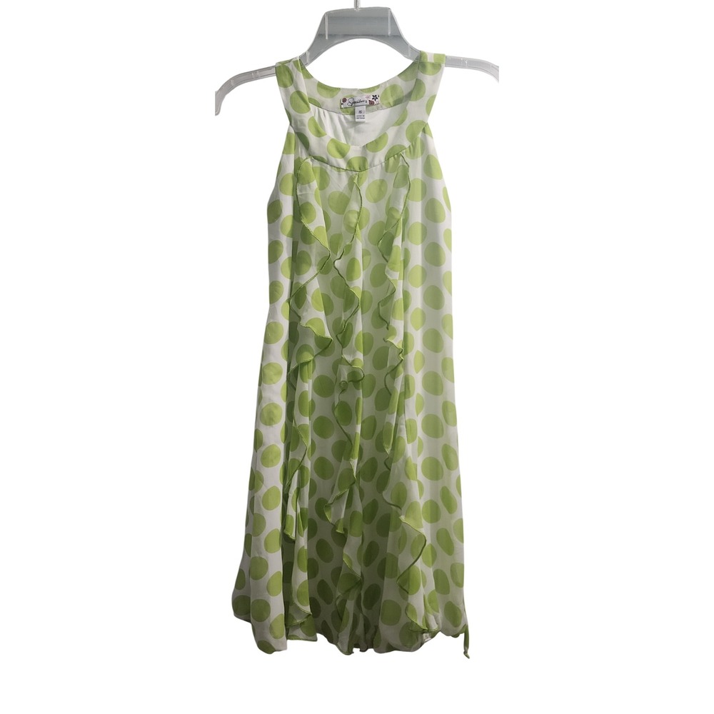 Speechless Girls Dress Size 16‎ Green White Polka Dot Ruffle Halter Neck